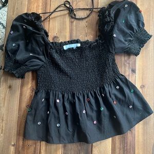 hill house jewel Jammie top- black